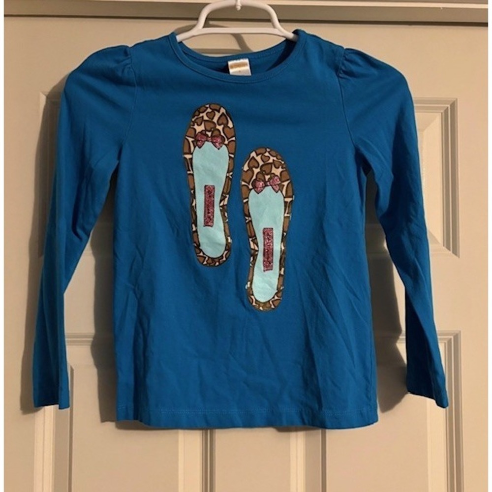 Gymboree blue long sleeved graphic print tee, girls size 8